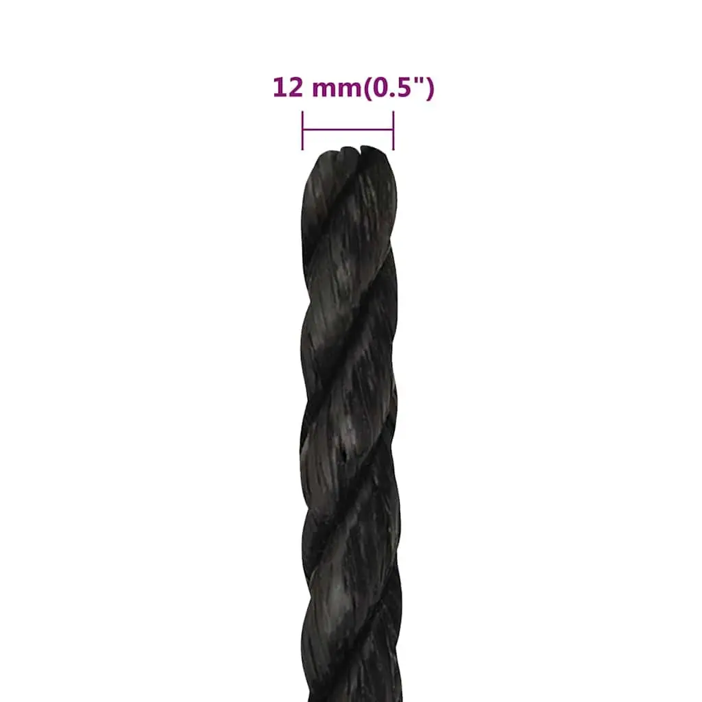 Work Rope Twisted Polypropylene Black 12mm 25m