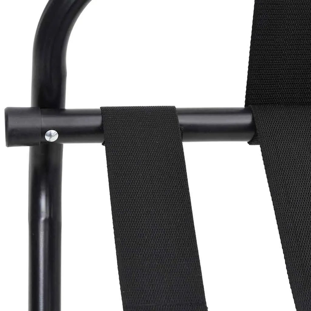 Luggage Rack with Backrest Foldable Black Metal Frame Nylon Straps 56 x 39 x 52 cm