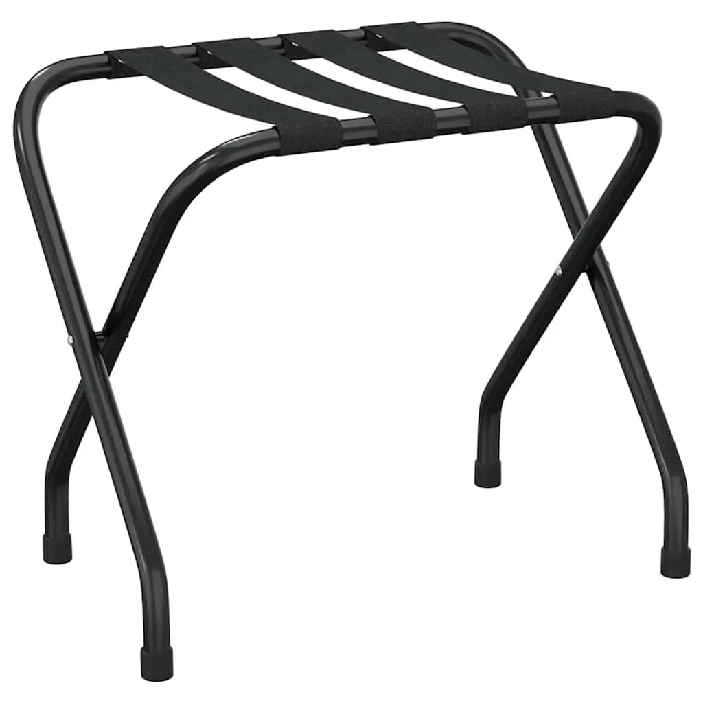 Luggage Rack Black Foldable Metal Frame Nylon Straps 56 x 40 x 49 cm