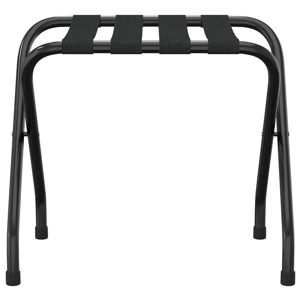 Luggage Rack Black Foldable Metal Frame Nylon Straps 56 x 40 x 49 cm
