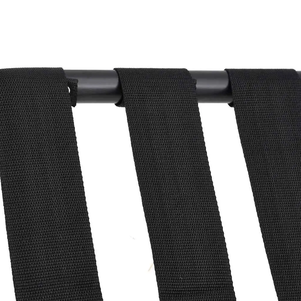 Luggage Rack Black Foldable Metal Frame Nylon Straps 56 x 40 x 49 cm