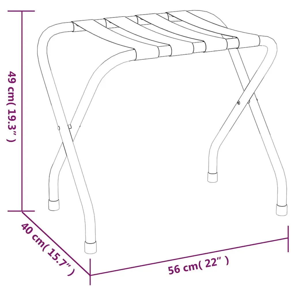 Luggage Rack Black Foldable Metal Frame Nylon Straps 56 x 40 x 49 cm