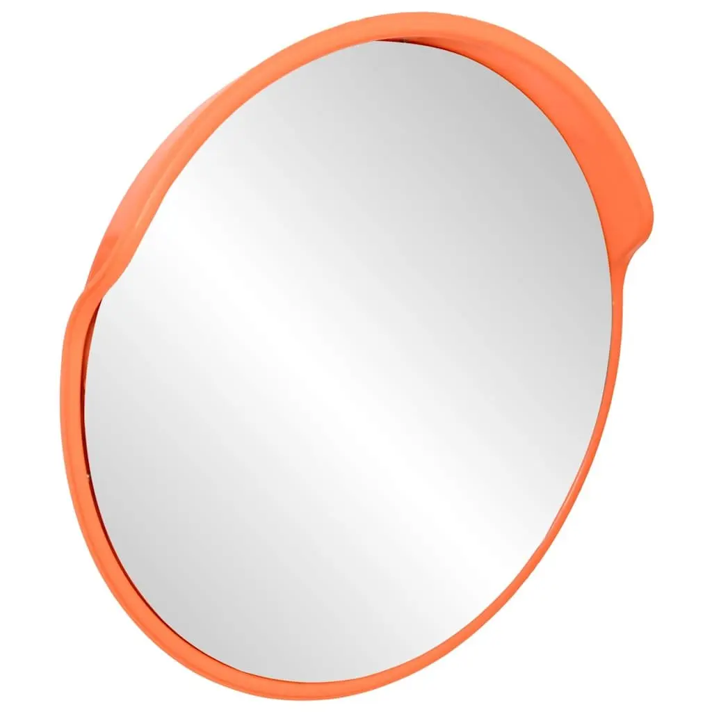 Outdoor Convex Traffic Mirror Orange 30cm Shatter-Proof Lightweight Polycarbonate