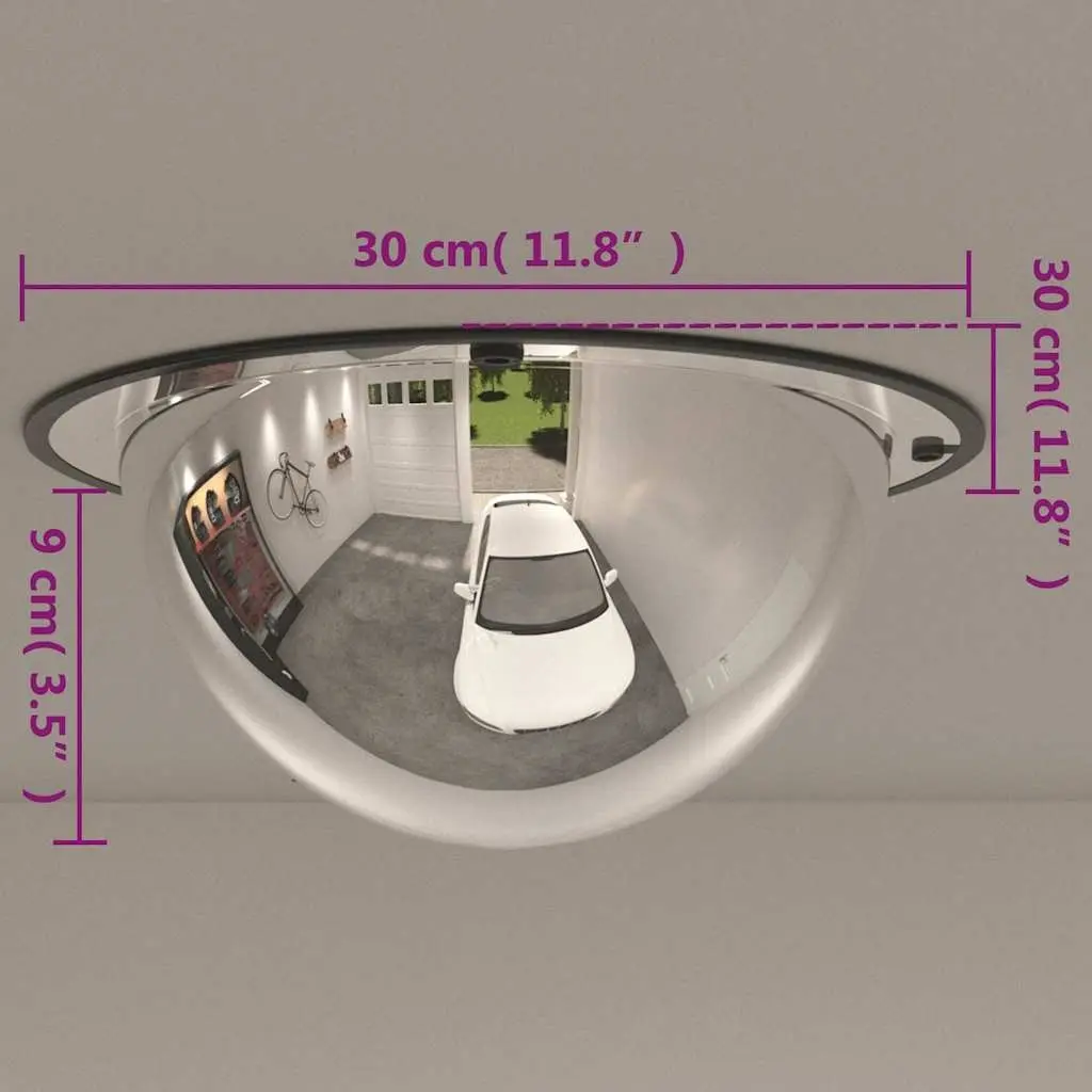 Traffic Mirror Domed Acrylic 30cm Outdoor Safety Wide Angle Convex