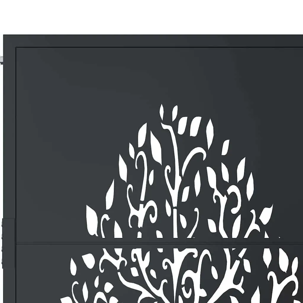 Garden Gate Anthracite 100x125cm Steel Laser-Cut Design Outdoor Fence Entry
