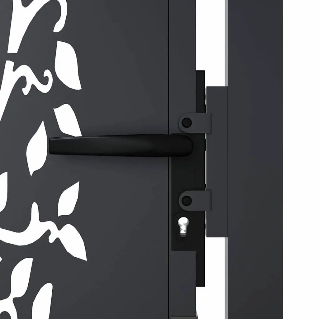 Garden Gate Anthracite 100x175 cm Steel Laser-Cut Design Outdoor Fence Entry