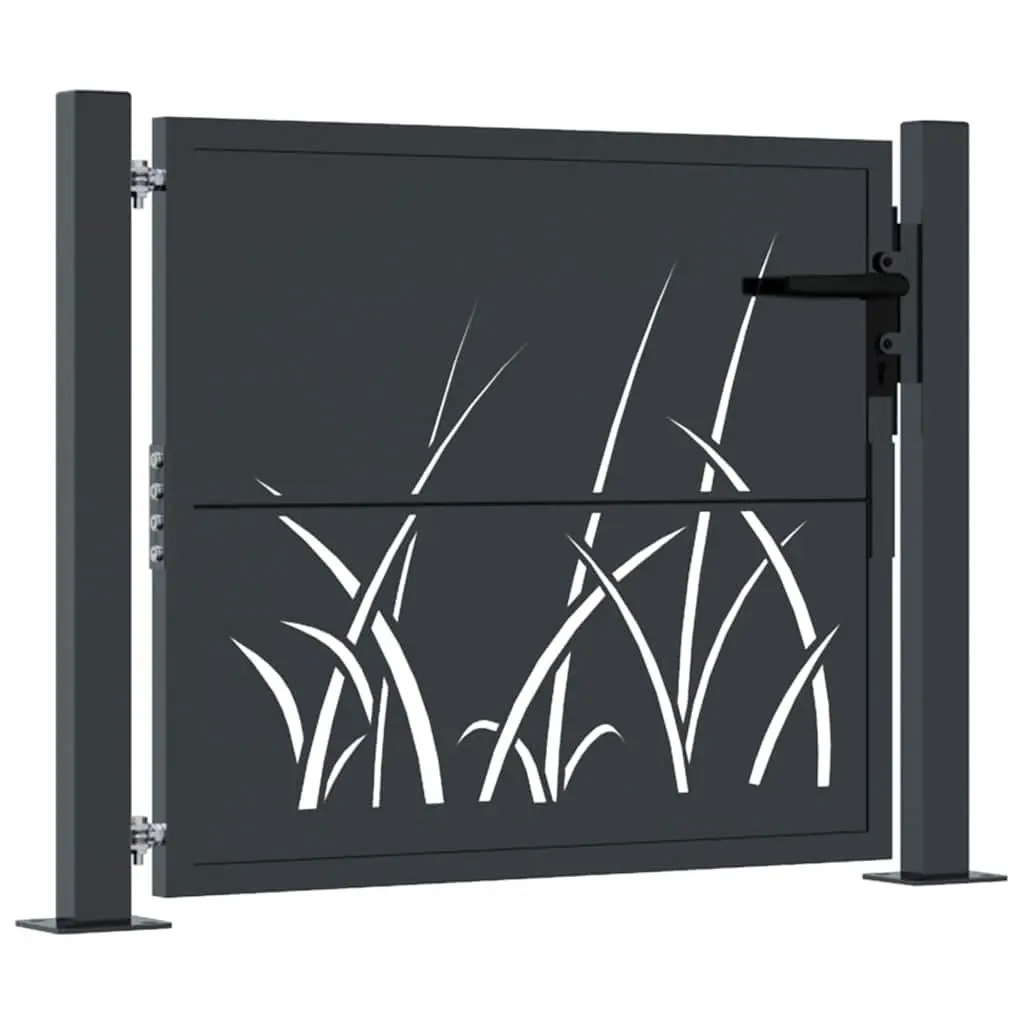 Garden Gate Anthracite 100x75 cm Steel Laser-Cut Design Outdoor Fencing Entrance