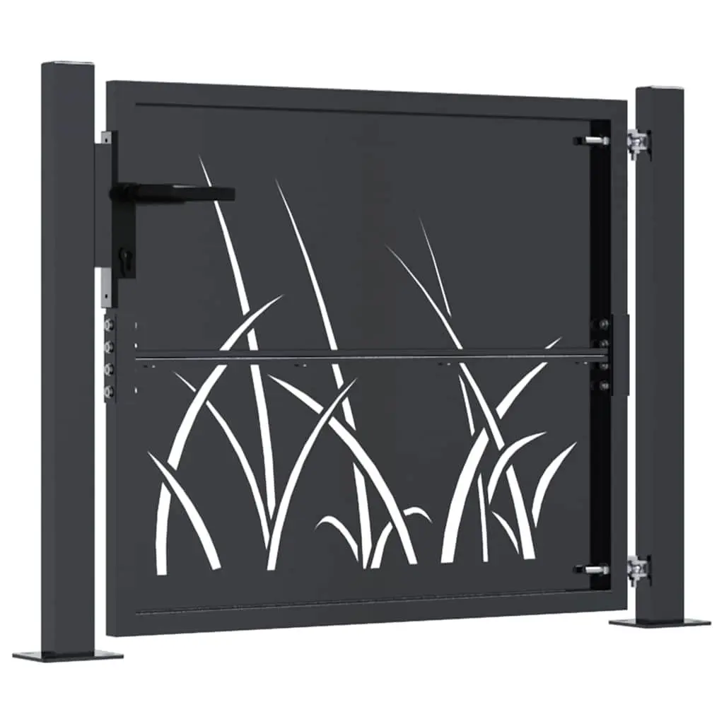 Garden Gate Anthracite Steel 100x100 cm Laser-Cut Design Outdoor Fencing Entry