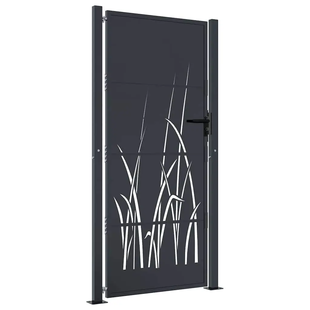 Garden Gate Anthracite 100x175 cm Steel Laser-Cut Design Outdoor Fence Entry