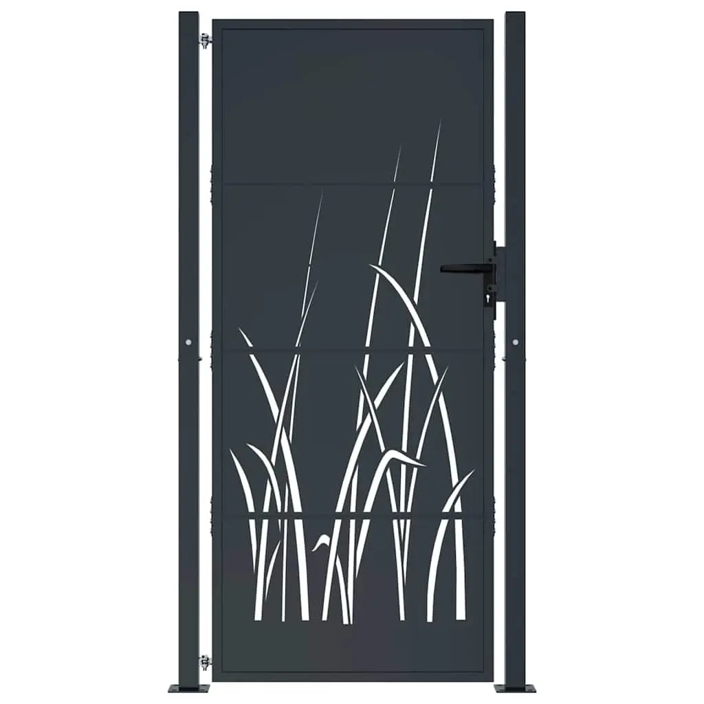 Garden Gate Anthracite 100x175 cm Steel Laser-Cut Design Outdoor Fence Entry