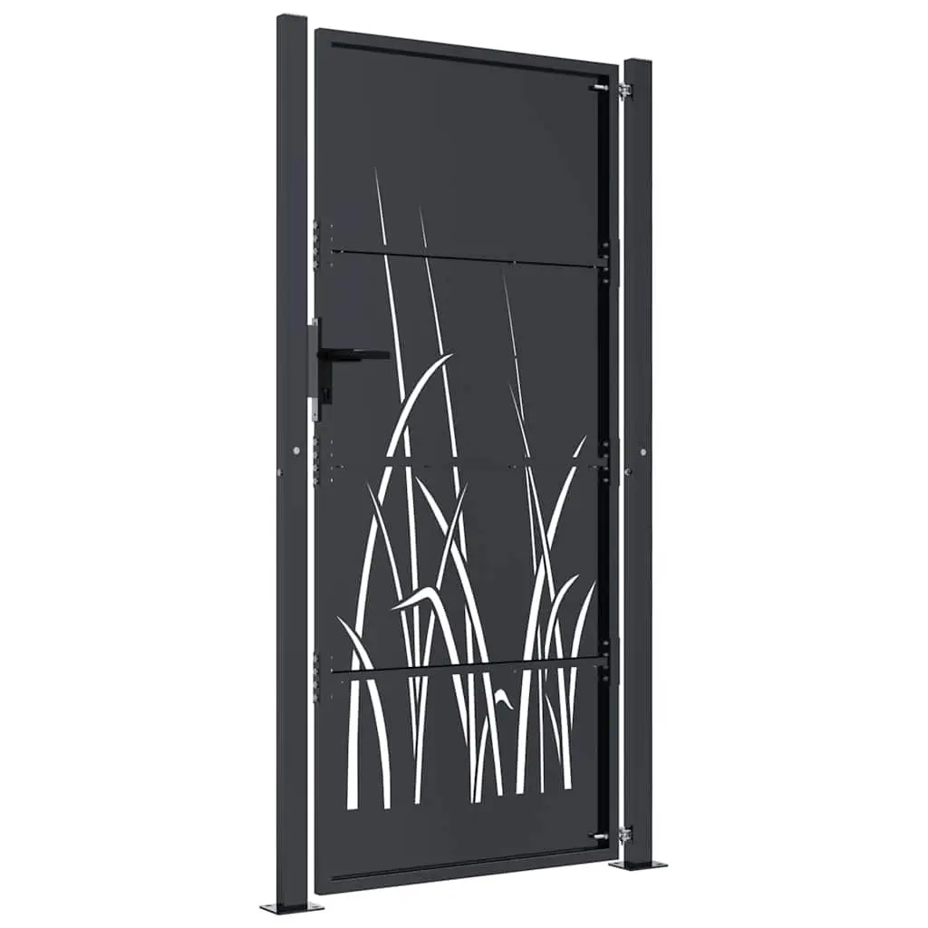 Garden Gate Anthracite 100x175 cm Steel Laser-Cut Design Outdoor Fence Entry
