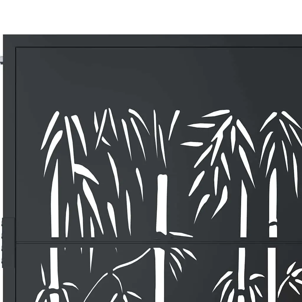 Garden Gate Anthracite 100x75cm Steel Bamboo Design Laser-cut Lockable Outdoor