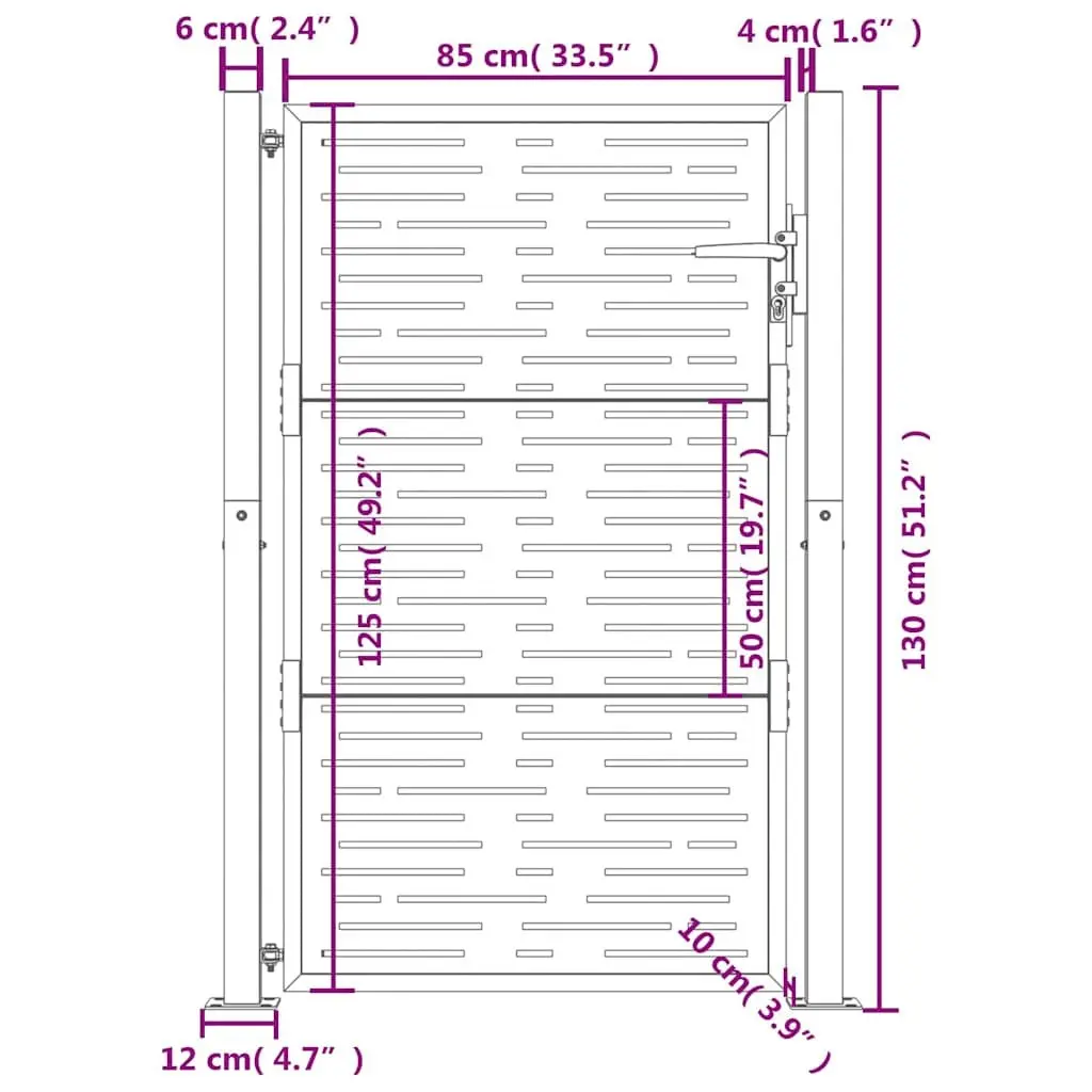 Garden Gate Anthracite 100x125 cm Steel Laser-Cut Square Design Lockable