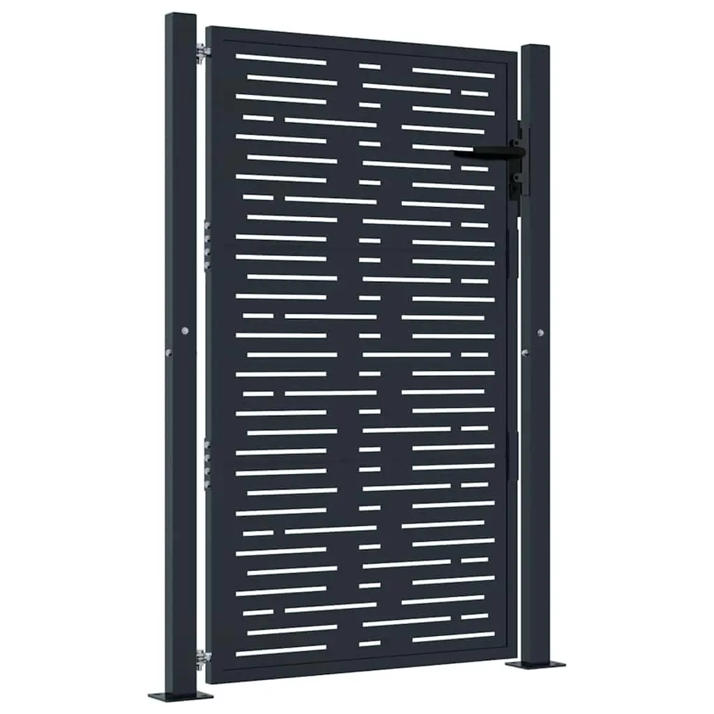 Garden Gate Anthracite 100x150 cm Steel Laser Cut Square Design Outdoor Fence