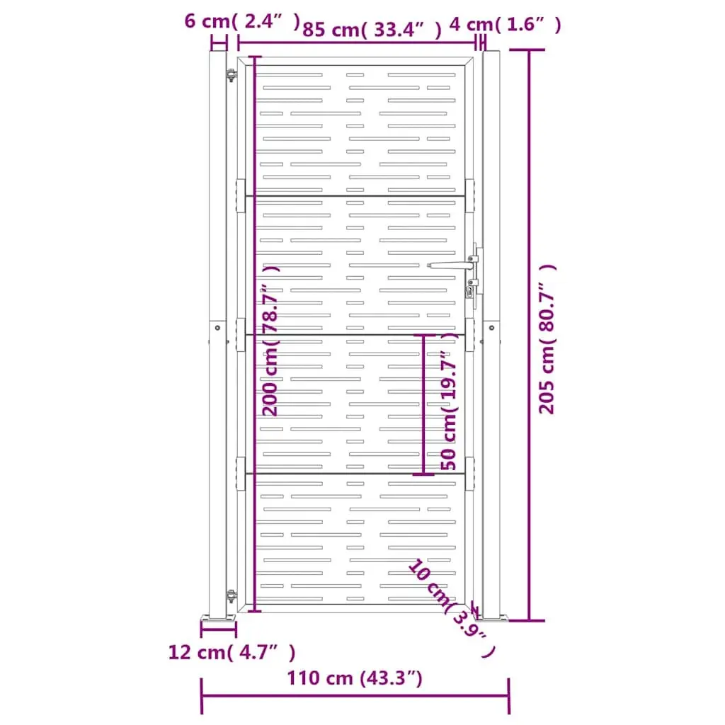 Garden Gate Anthracite 100x200 cm Steel Laser-Cut Square Design Outdoor Fence