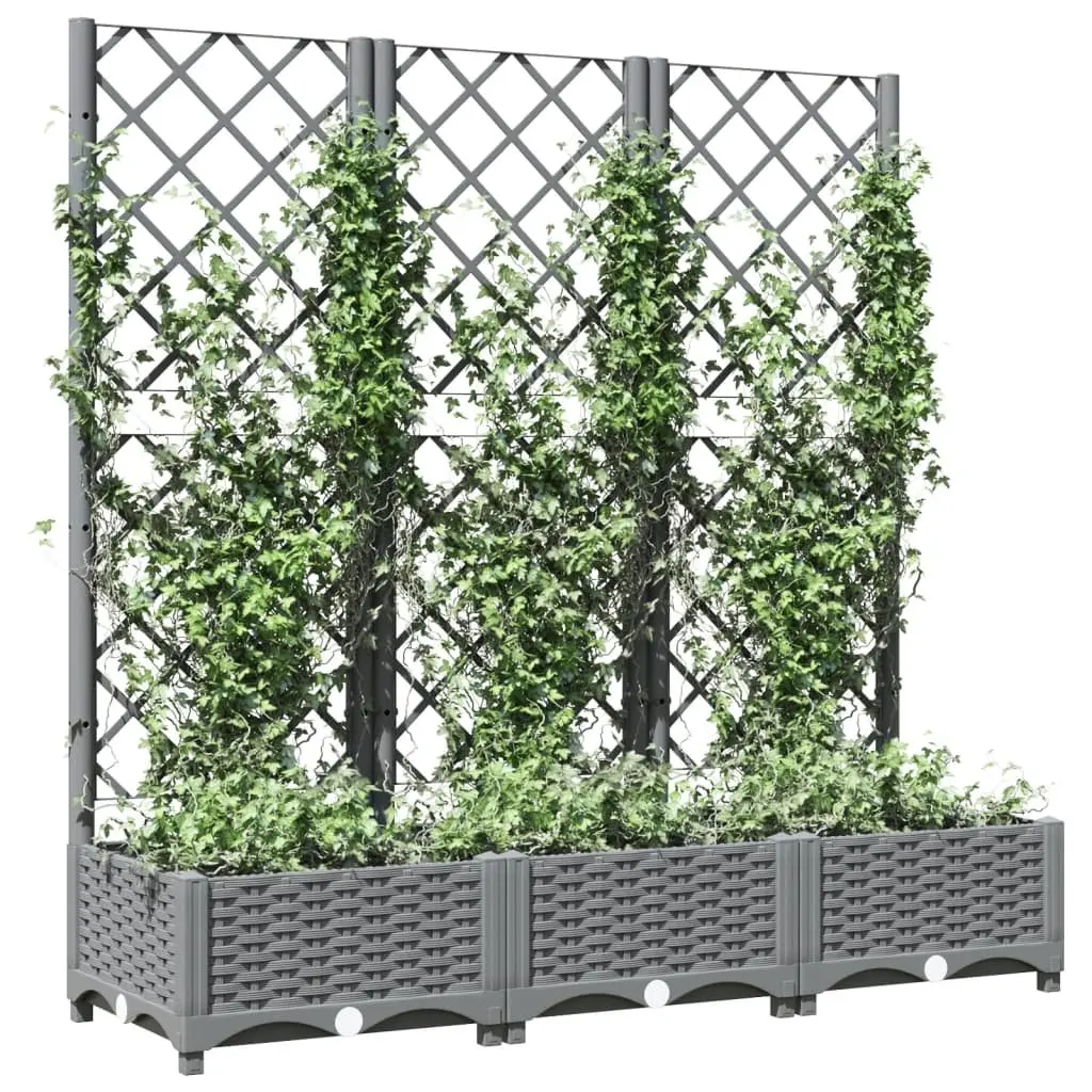 Garden Planter with Trellis Grey 120x40x121.5 cm