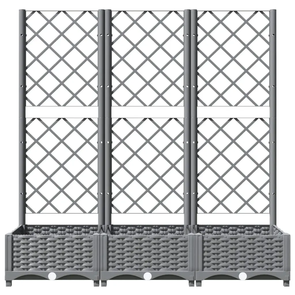 Garden Planter with Trellis Grey 120x40x121.5 cm