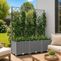 Your Perfect Garden Planter with Trellis, Grey 120x40x136cm