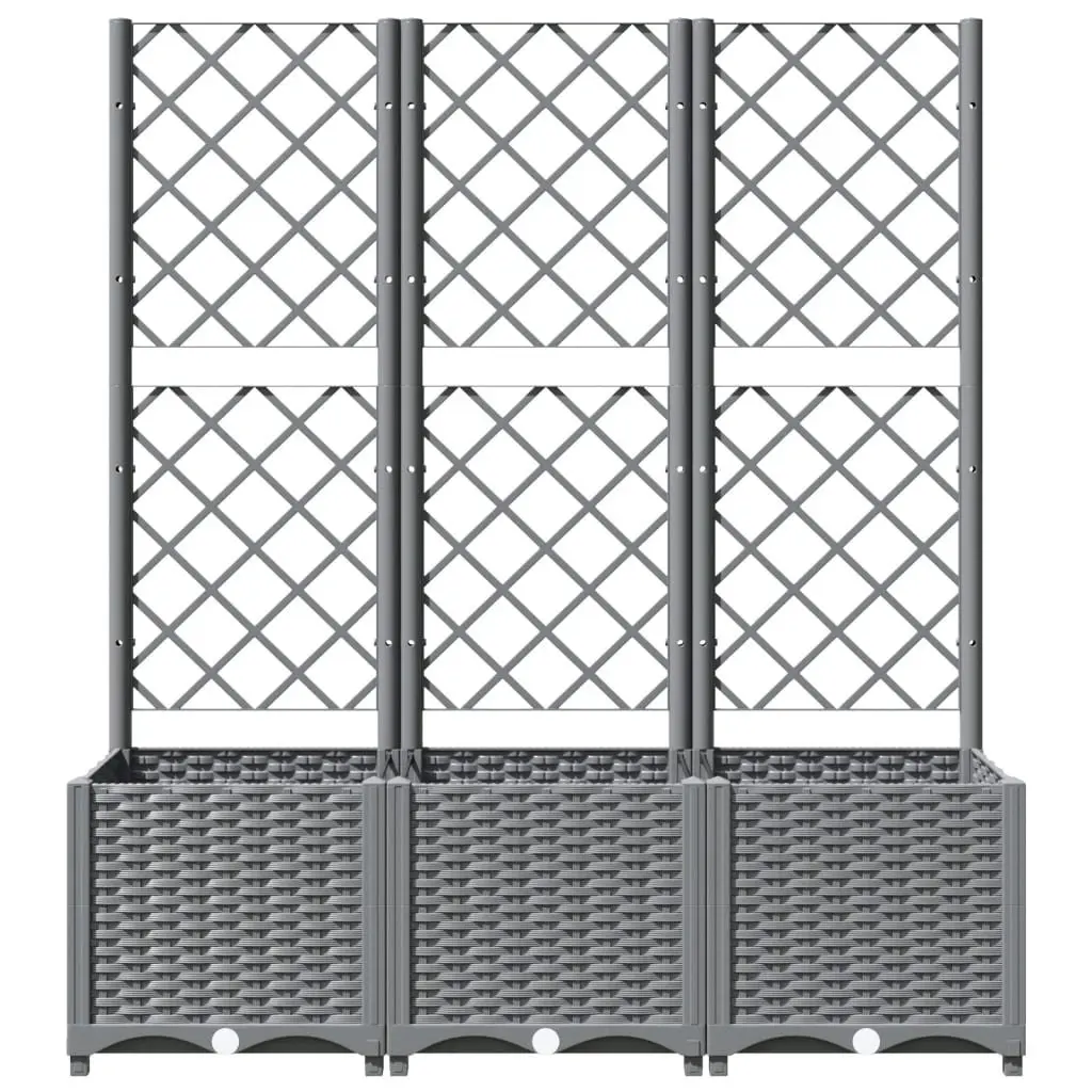 Garden Planter with Trellis Grey 120x40x136cm
