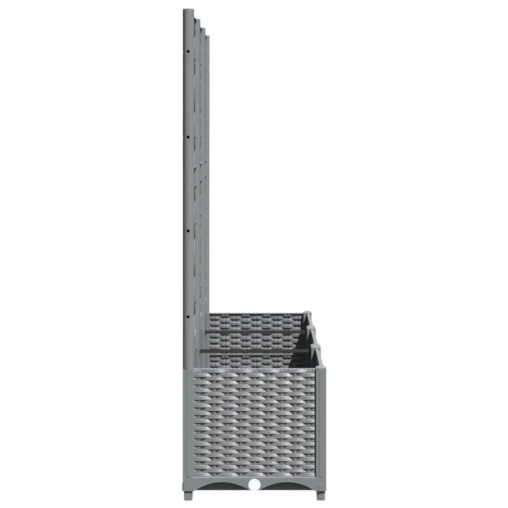 Garden Planter with Trellis Grey 120x40x136cm