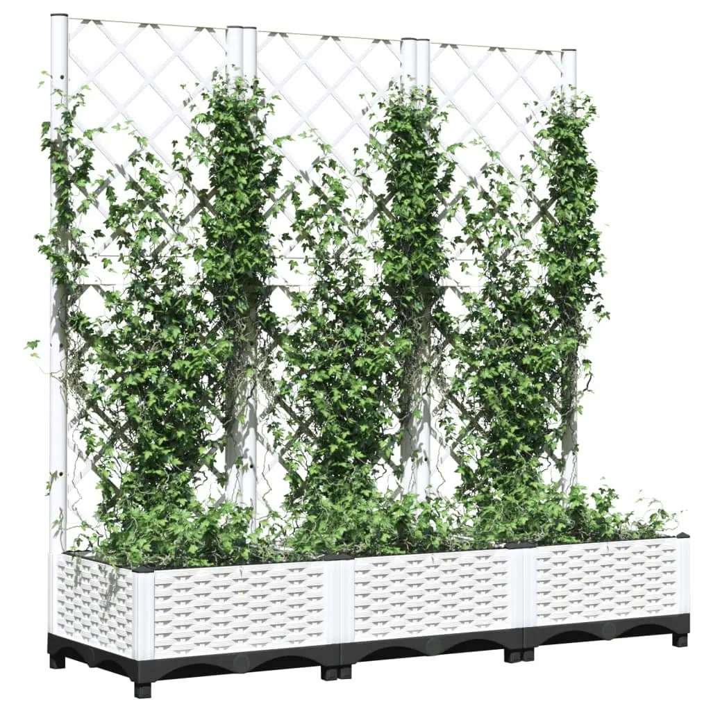Garden Planter with Integrated Trellis White 120 x 40 x 121.5 cm