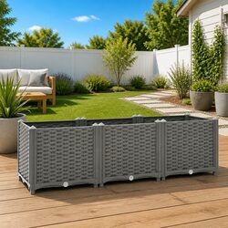 Friendly Grey Raised Garden Bed 120x40x38cm for Your Garden