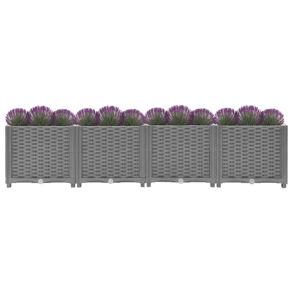 Raised Garden Bed Grey Polypropylene 160x40x38cm Outdoor Planter Flower Box