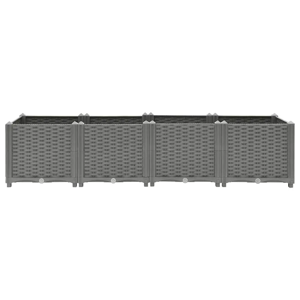 Raised Garden Bed Grey Polypropylene 160x40x38cm Outdoor Planter Flower Box