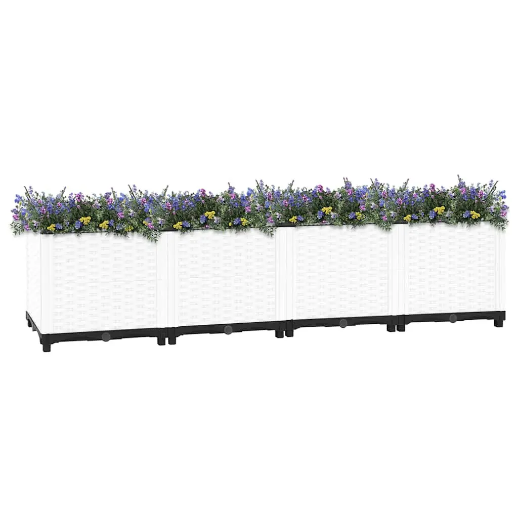 Raised Garden Bed Grey Polypropylene Rattan Pattern 160x40x38 cm