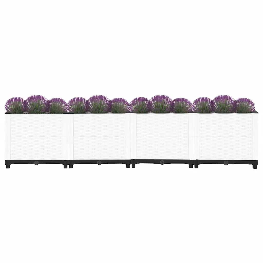 Raised Garden Bed Grey Polypropylene Rattan Pattern 160x40x38 cm
