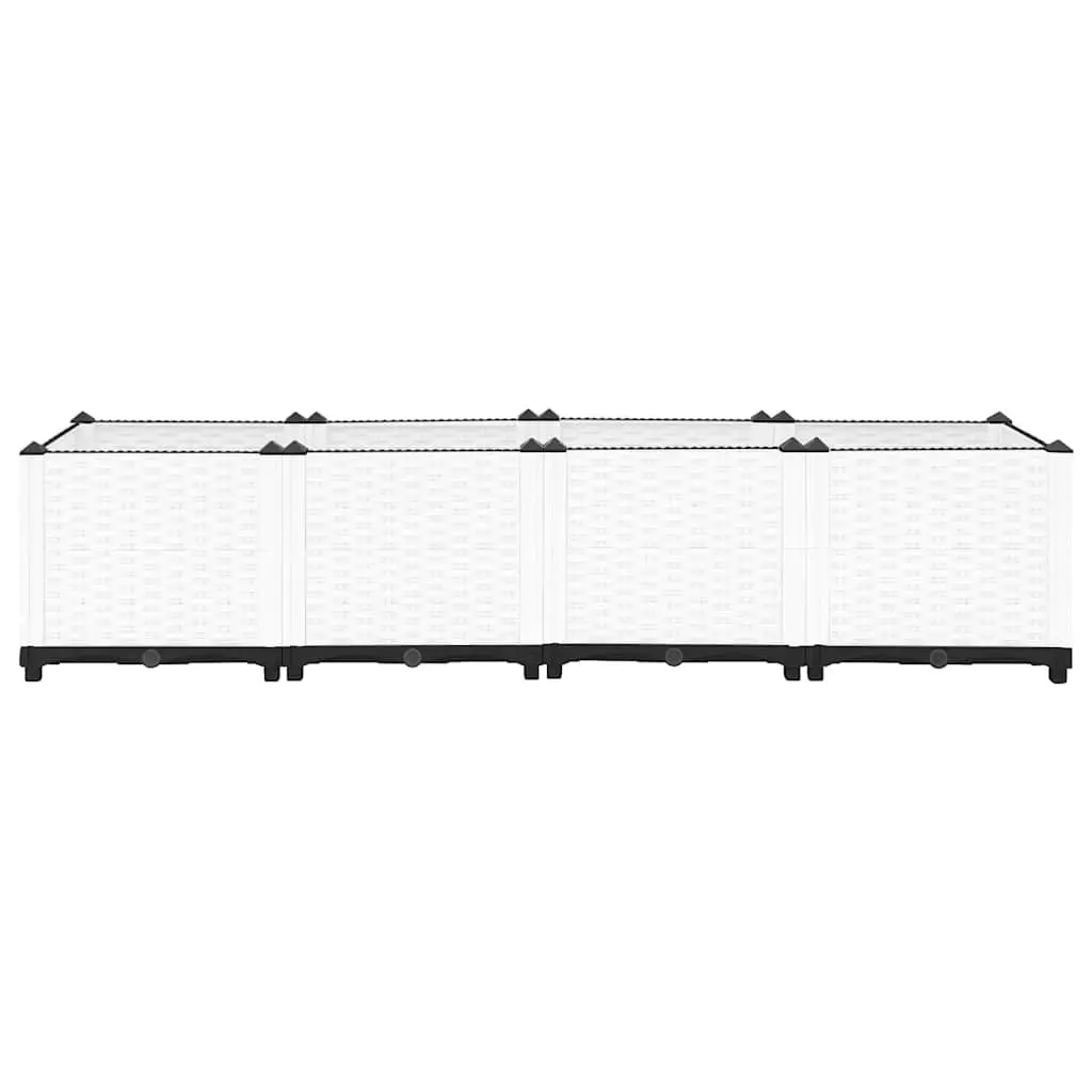Raised Garden Bed Grey Polypropylene Rattan Pattern 160x40x38 cm