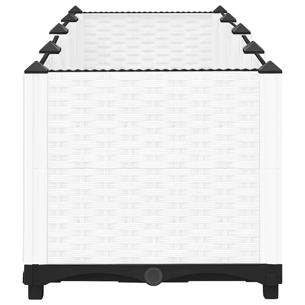 Raised Garden Bed Grey Polypropylene Rattan Pattern 160x40x38 cm