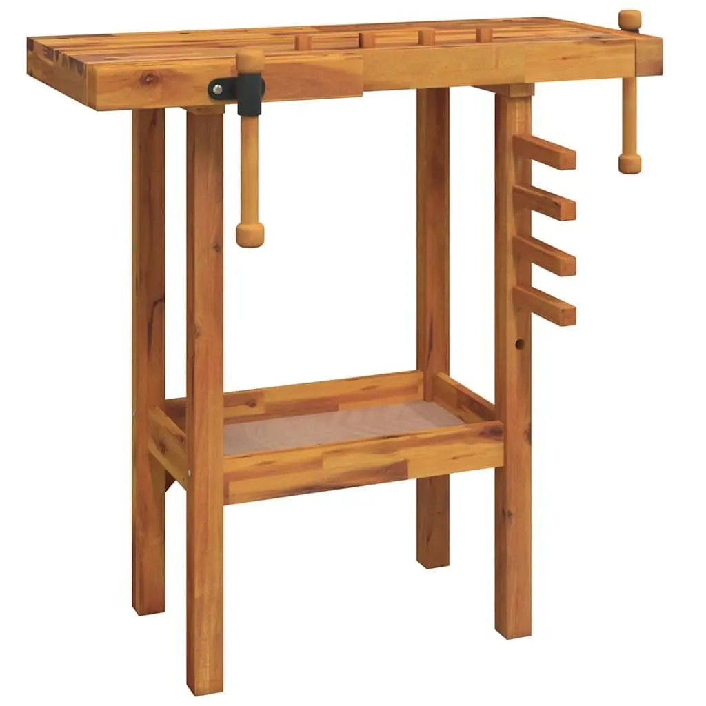 Workbench with Vices Solid Acacia Wood 92x48x83 cm