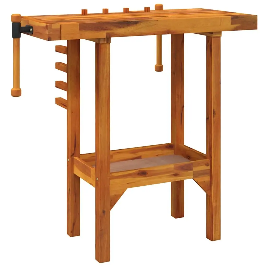 Workbench with Vices Solid Acacia Wood 92x48x83 cm