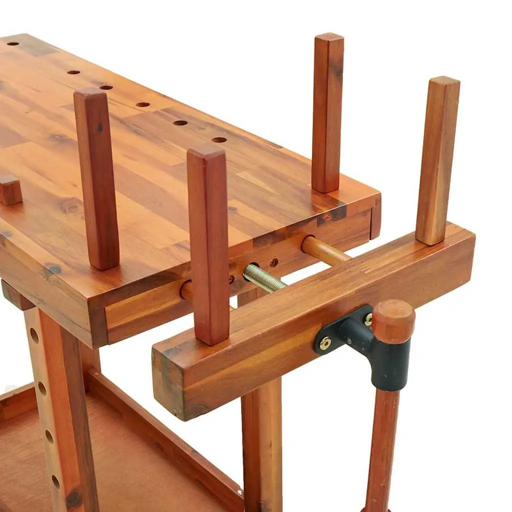 Workbench with Vices Solid Acacia Wood 92x48x83 cm