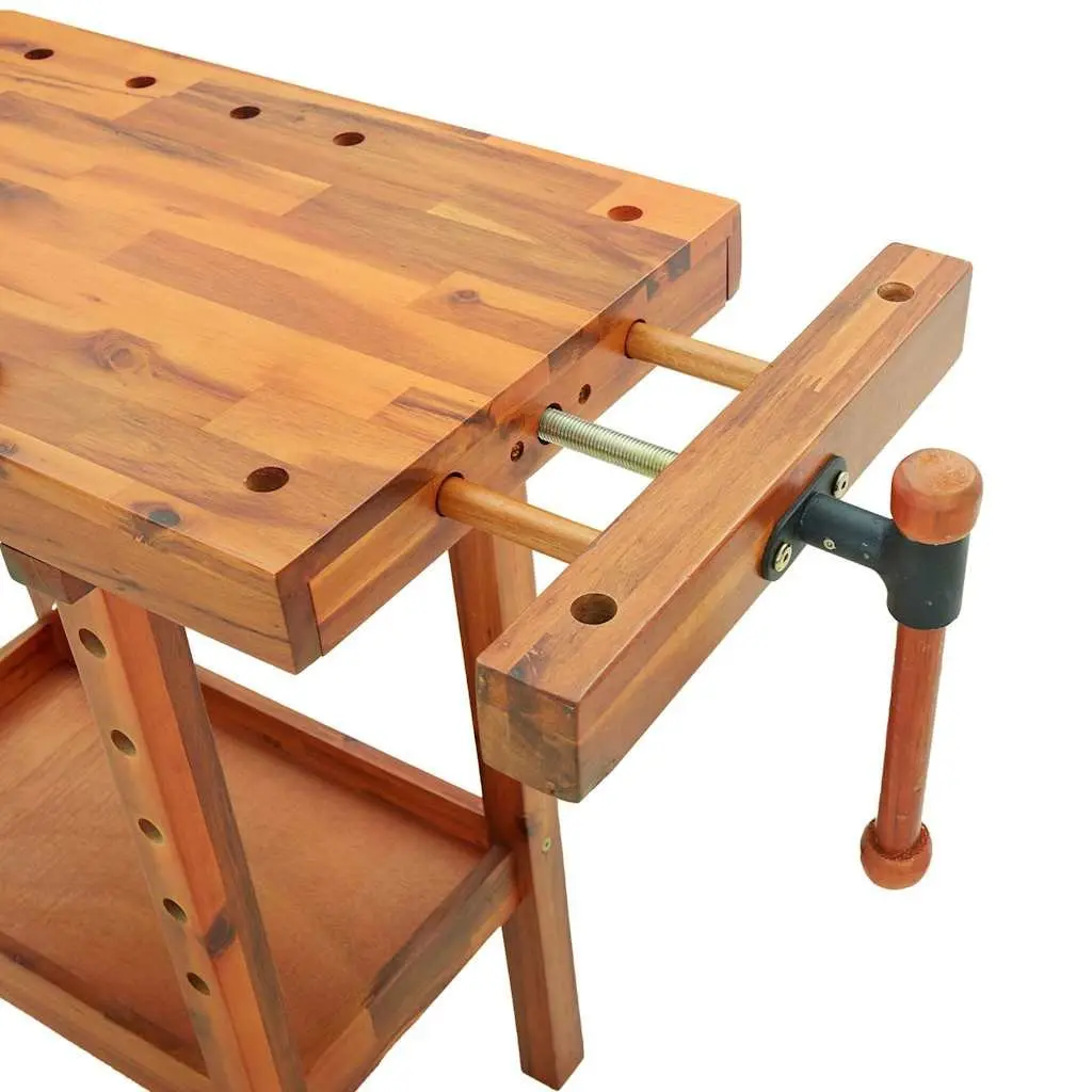 Workbench with Vices Solid Acacia Wood 92x48x83 cm