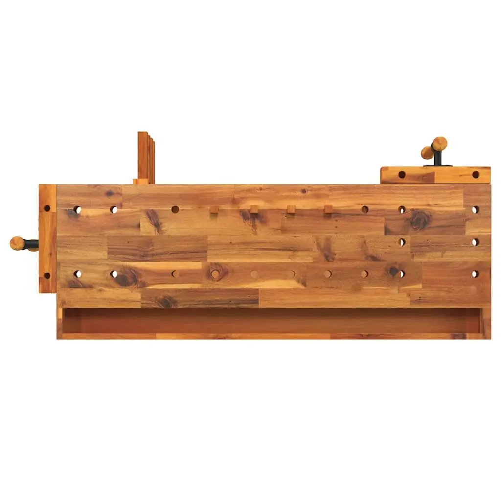 Workbench Acacia Wood Large Stable Surface 124x52x83cm Brown with Drawer and Shelf Storage