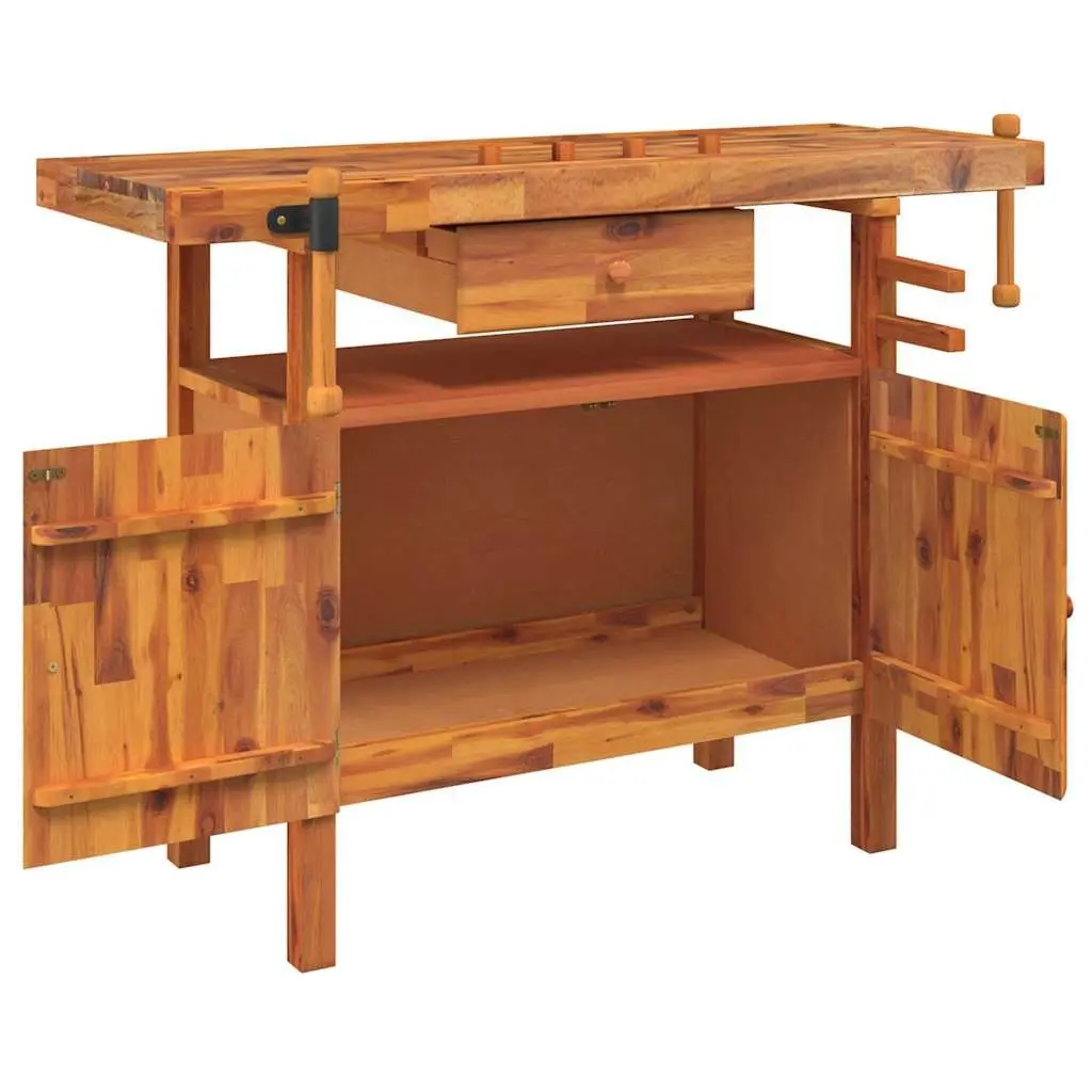 Wooden Workbench with Storage