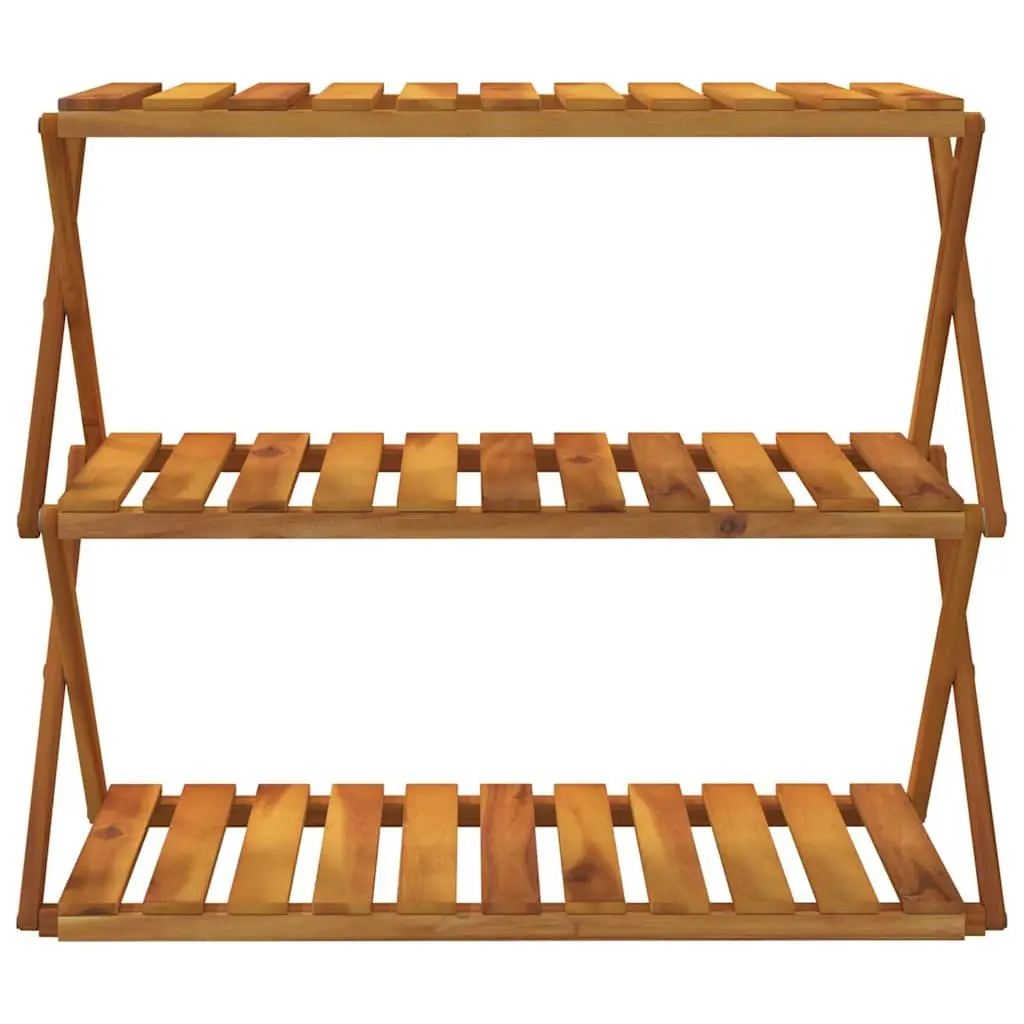 3-Tier Folding Shelf Brown Wooden Standing Bookcase Storage Display Unit