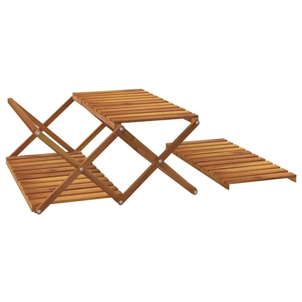3-Tier Folding Shelf Brown Wooden Standing Bookcase Storage Display Unit