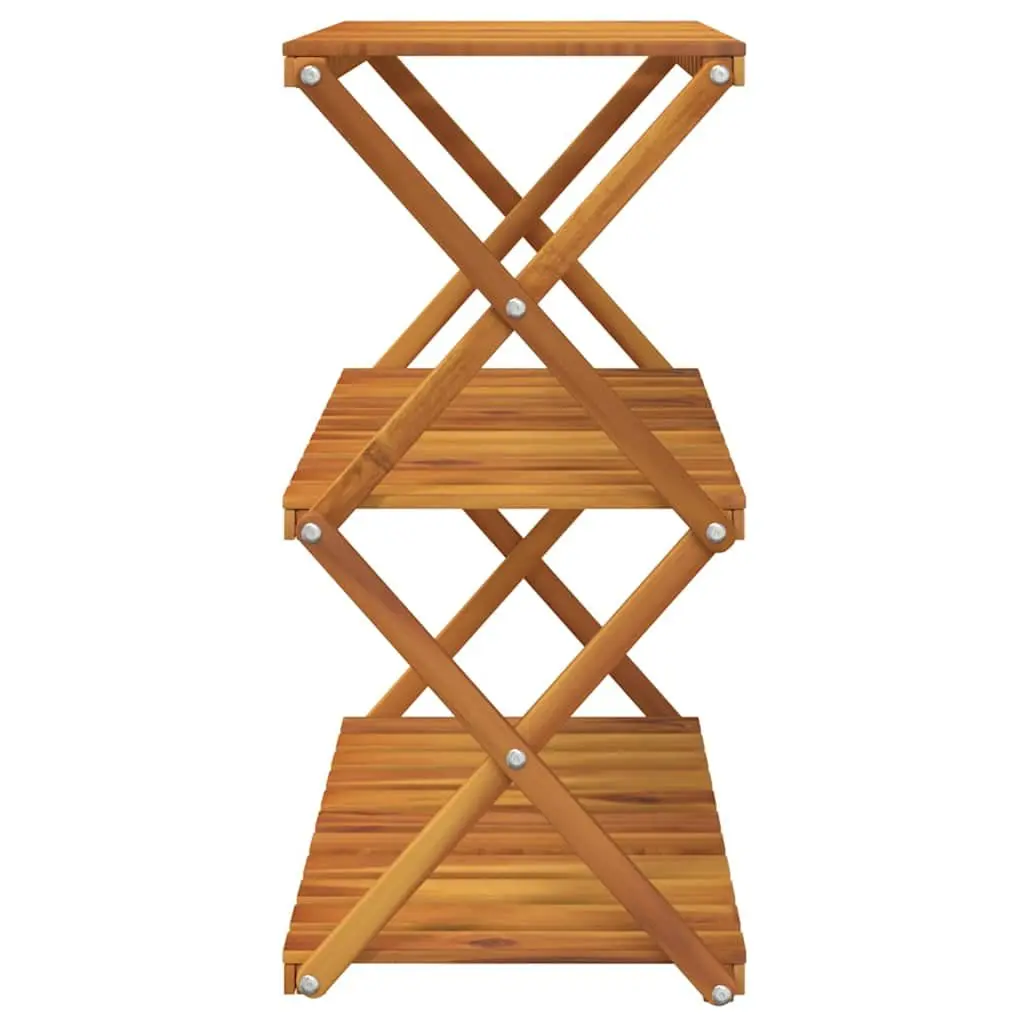 3-Tier Folding Shelf Brown Wooden Standing Bookcase Storage Display Unit