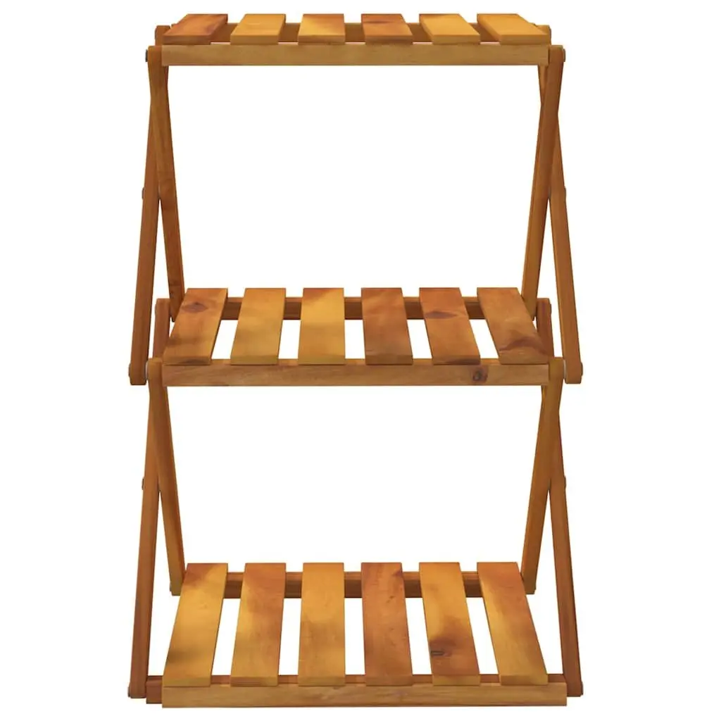 3-Tier Folding Shelf Brown Wood Storage Bookcase Display Rack Unit