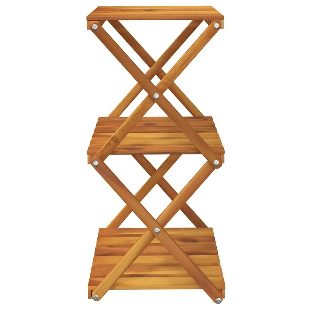 3-Tier Folding Shelf Brown Wood Storage Bookcase Display Rack Unit