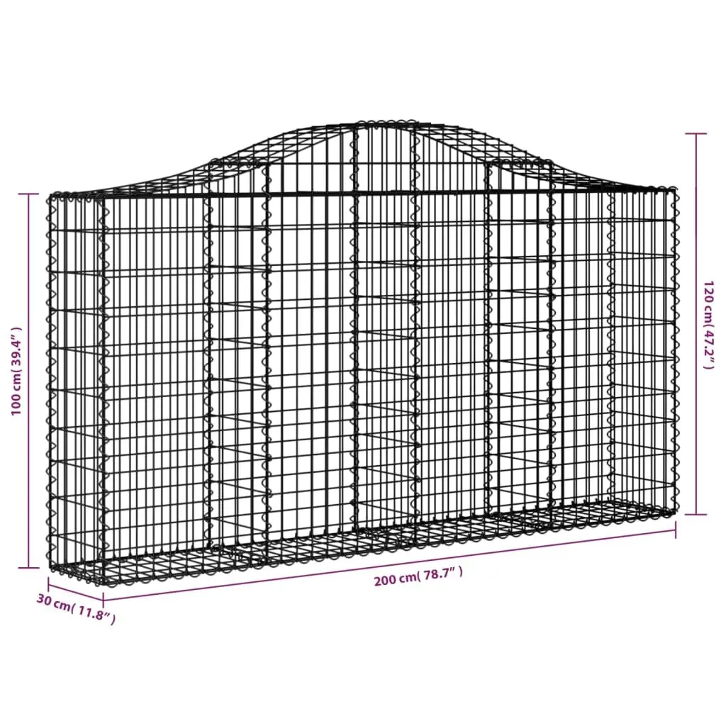 Arched Gabion Basket Decorative Garden Barrier 200x30x100120cm