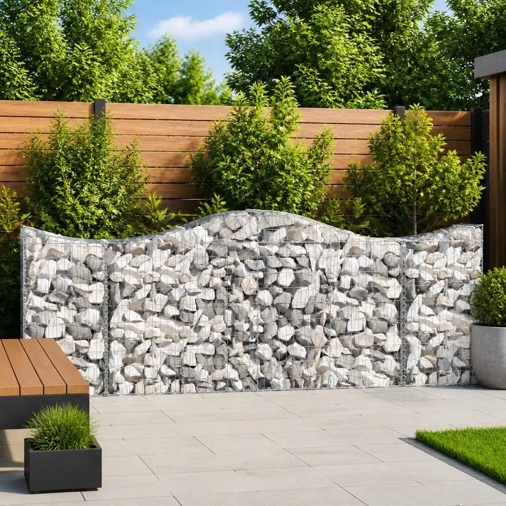 Arched Gabion Basket 200x50x100/120 cm Silver Garden Retaining Wall Barrier Cage