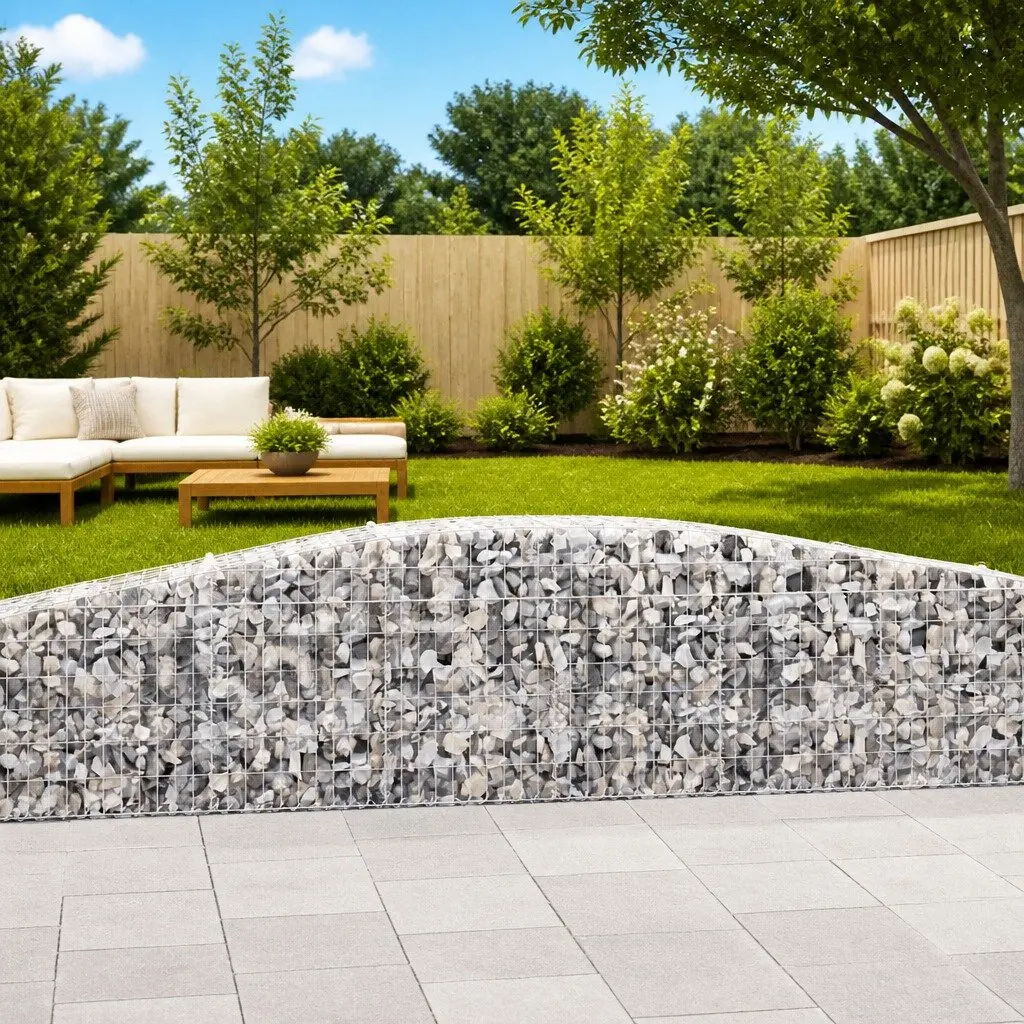 Arched Gabion Basket Decorative Garden Barrier 400 x 50 x 60/80 cm