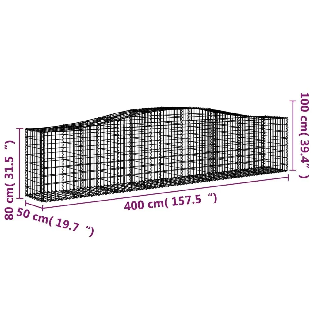 Arched Gabion Basket Decorative Garden Barrier 400x50x80/100 cm