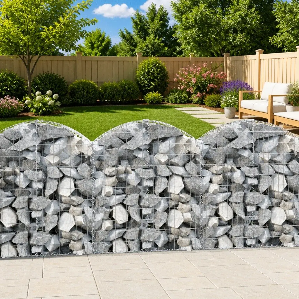Arched Gabion Basket Decorative Garden Barrier 100x30x100120 cm Outdoor Retaining Wall