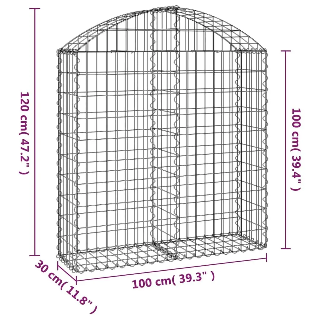 Arched Gabion Basket Decorative Garden Barrier 100x30x100120 cm Outdoor Retaining Wall