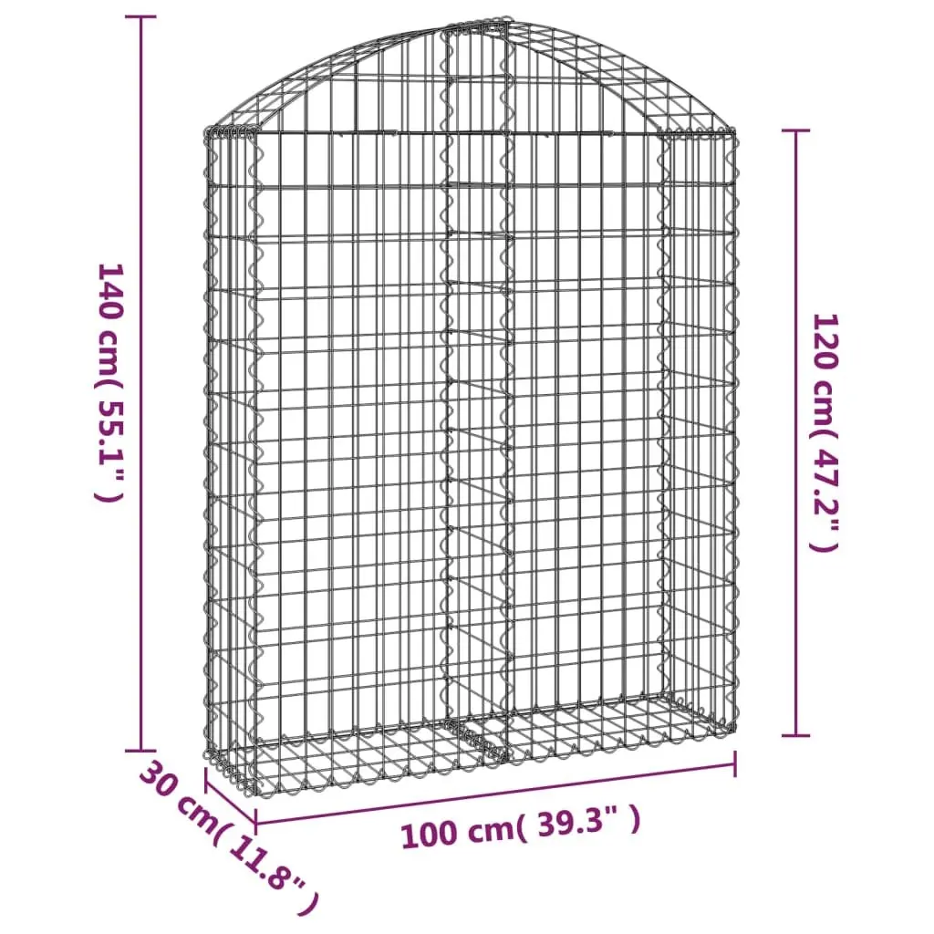 Arched Gabion Basket Decorative Garden Barrier 100x30x120140 cm Galvanised Iron Construction